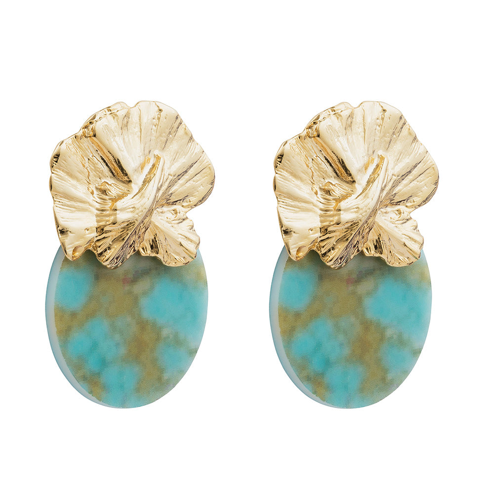 Pendientes Orquídea turquesa