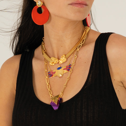 Collar Madrid, Collar Dragón y Collar escarabajo azul | Omitouch Joyas de diseño en España