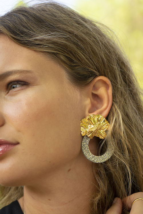 Pendientes Orquídea Aro Purpurina