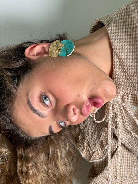 Pendientes Orquídea turquesa