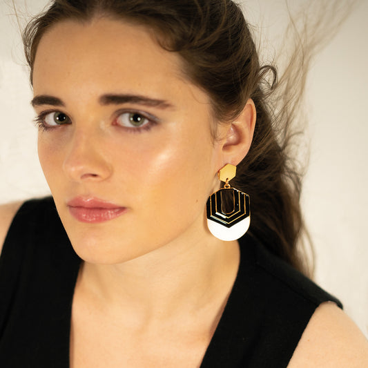 Pendientes Hexágonos Blanco