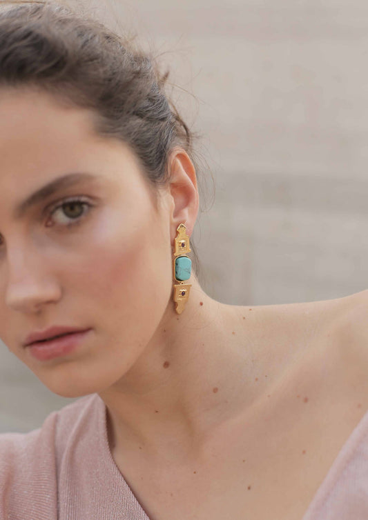 pendientes Vitola mini turquesa | Omitouch Joyas de Diseño en España