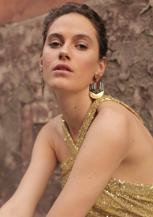 Pendientes Hexágono oro