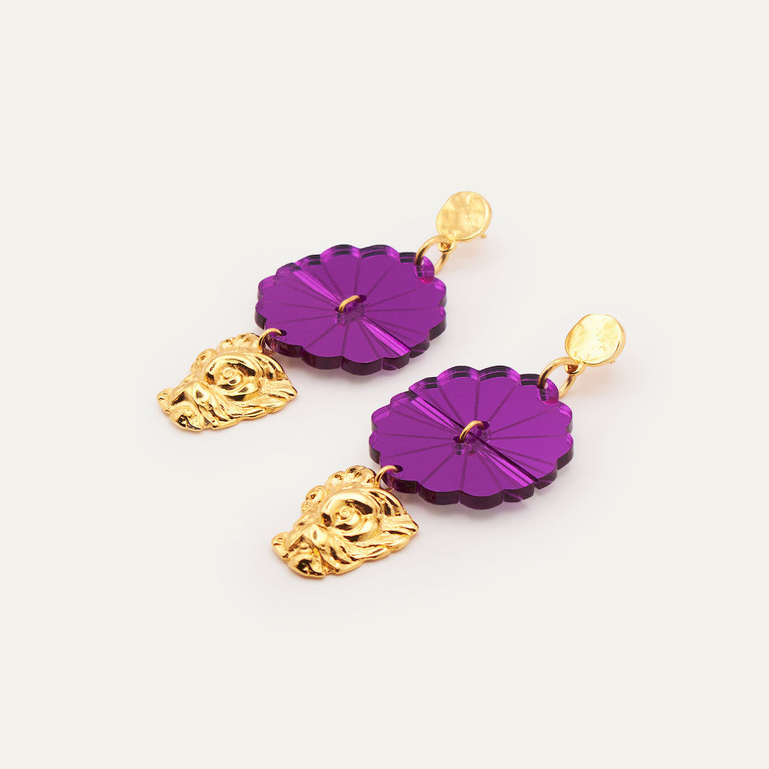 Pendientes Shangay Dragón Morado