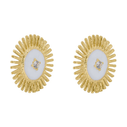 Pendientes Sol esmaltado | Omitouch Joyas de Diseño en España