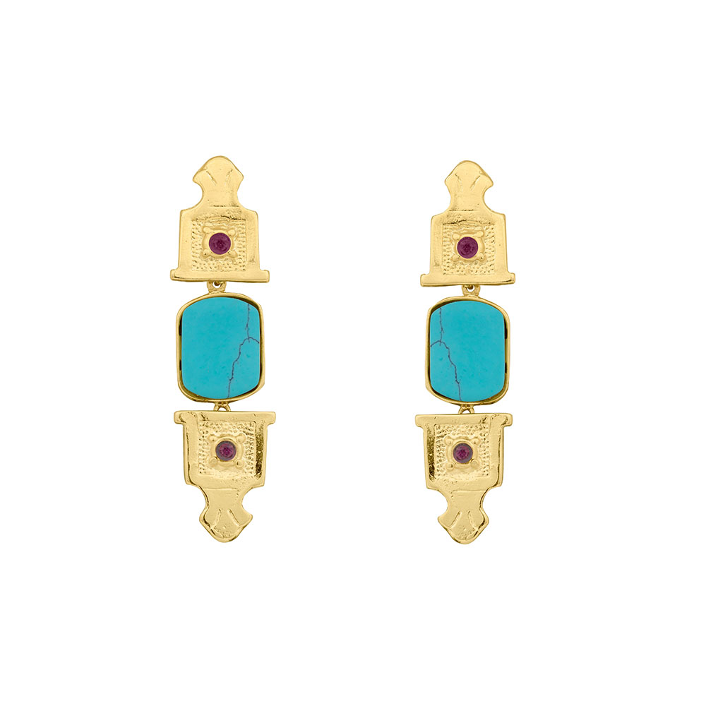 Pendientes Vitola mini turquesa | OMI Touch Joyas