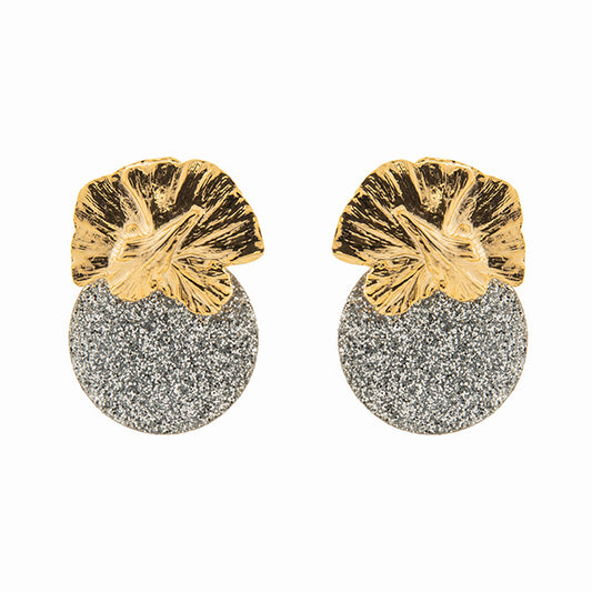 Pendientes Orquídea purpurina plata | OMI Touch Joyas