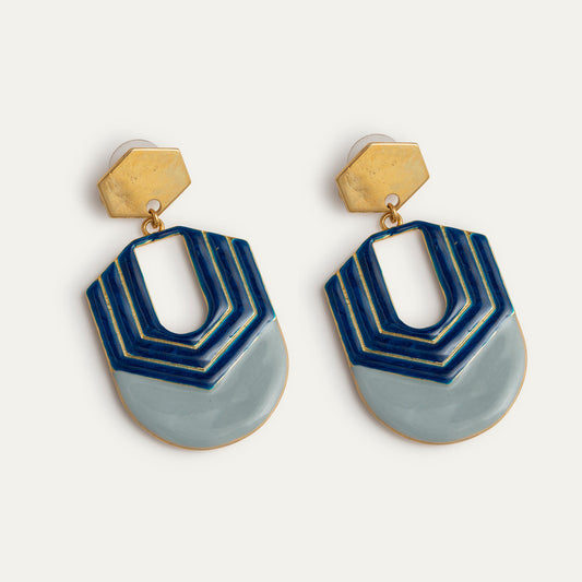 Pendientes Hexágonos azul | OMI Touch Joyas