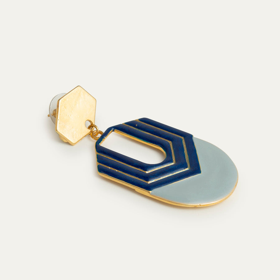 Pendientes hexágonos azul