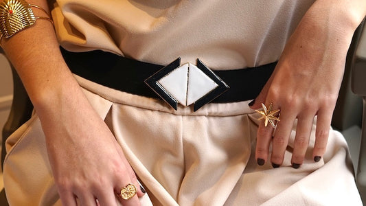 Cinturón Romboide Blanco y Negro