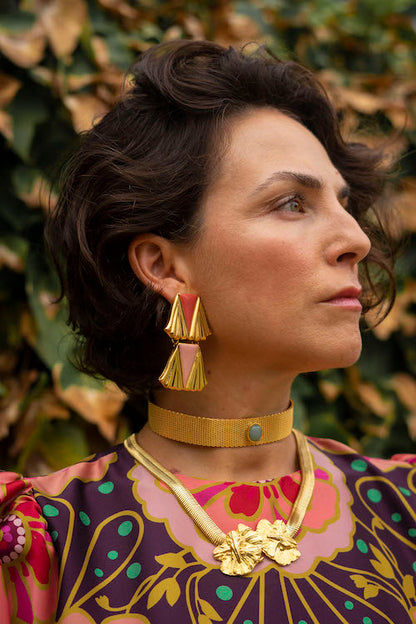 Collar Abanico y pendientes Arancha | Omitouch Joyas de Diseño en España