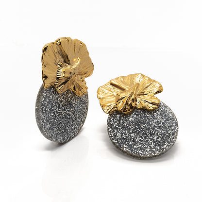 Pendientes Orquídea purpurina plata