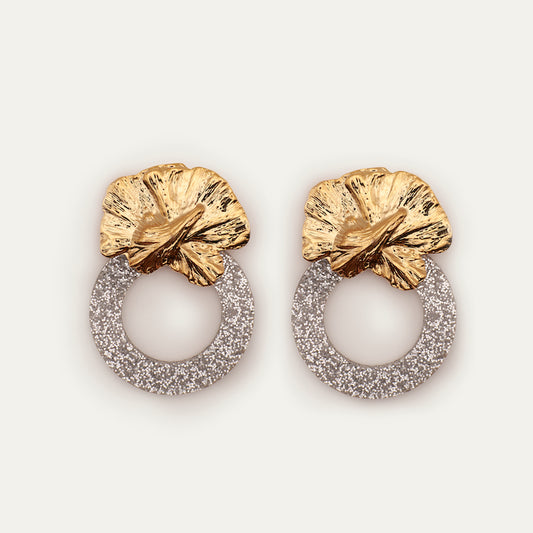 Pendientes Orquídea Aro Purpurina | OMI Touch Joyas