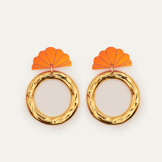 Pendientes Shangay Aro Naranja | OMI Touch Joyas