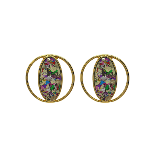 Pendientes Aro Óvalo purpu multi | OMI Touch Joyas