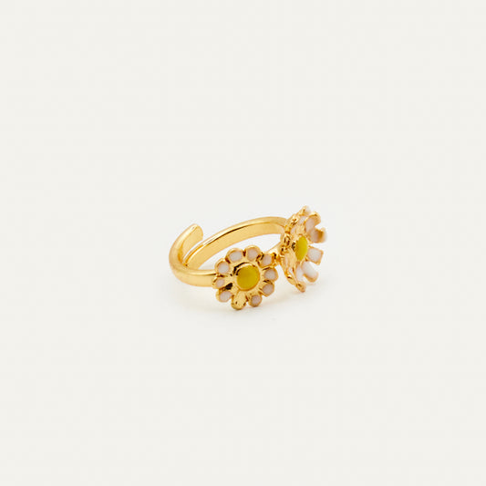 Anillo florecitas blanco