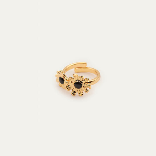 Anillo florecitas negro