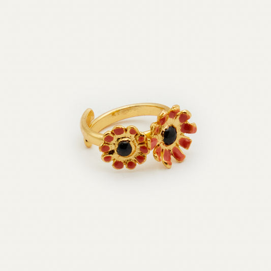 Anillo florecitas rojo