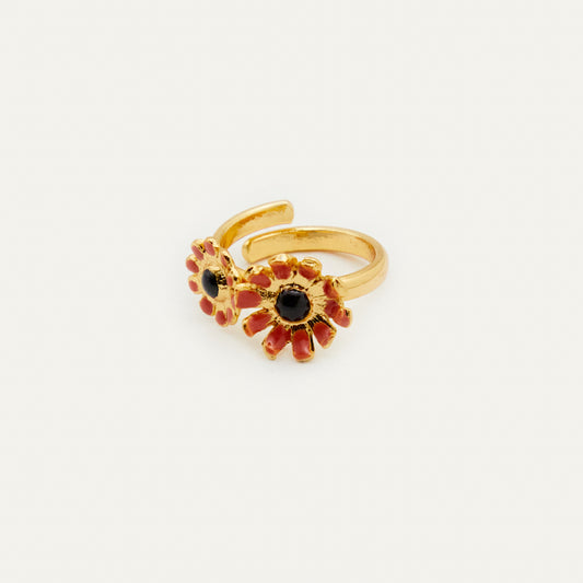 Anillo florecitas rojo