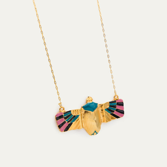 collar escarabajo rosa