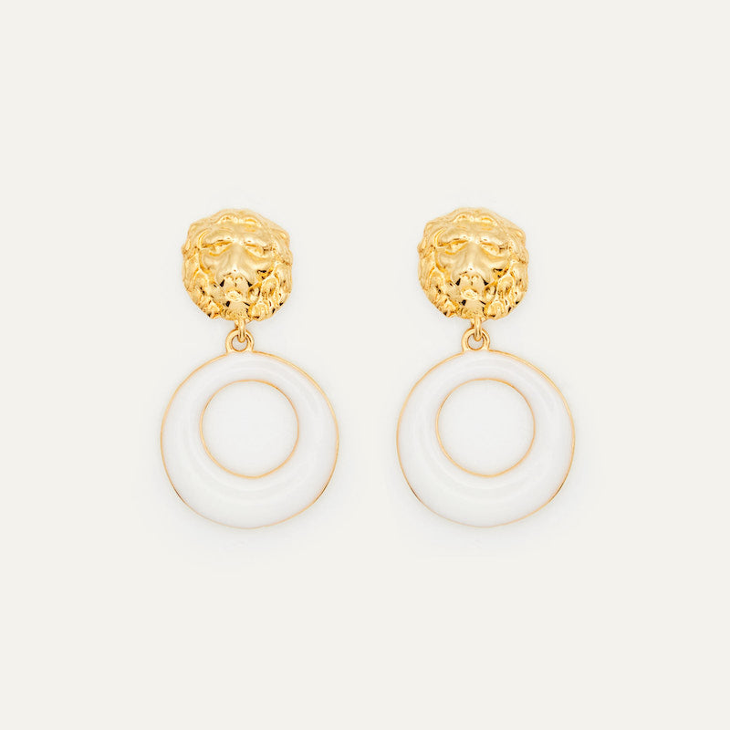 Pendientes Aro León Blanco | OMI Touch Joyas