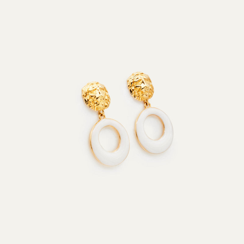 Pendientes Aro León blanco