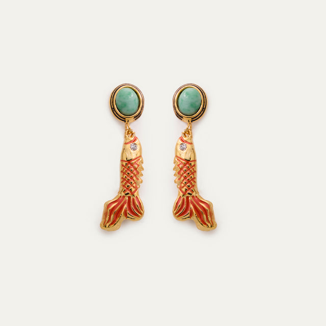 Pendientes carpa verde agua