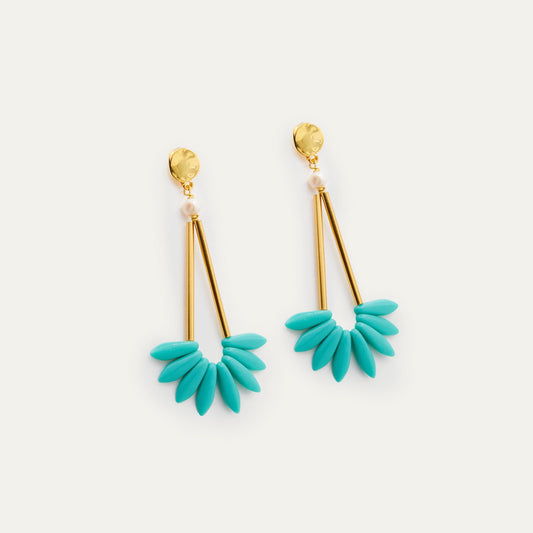 Pendientes Palmera Turquesa | OMI Touch Joyas