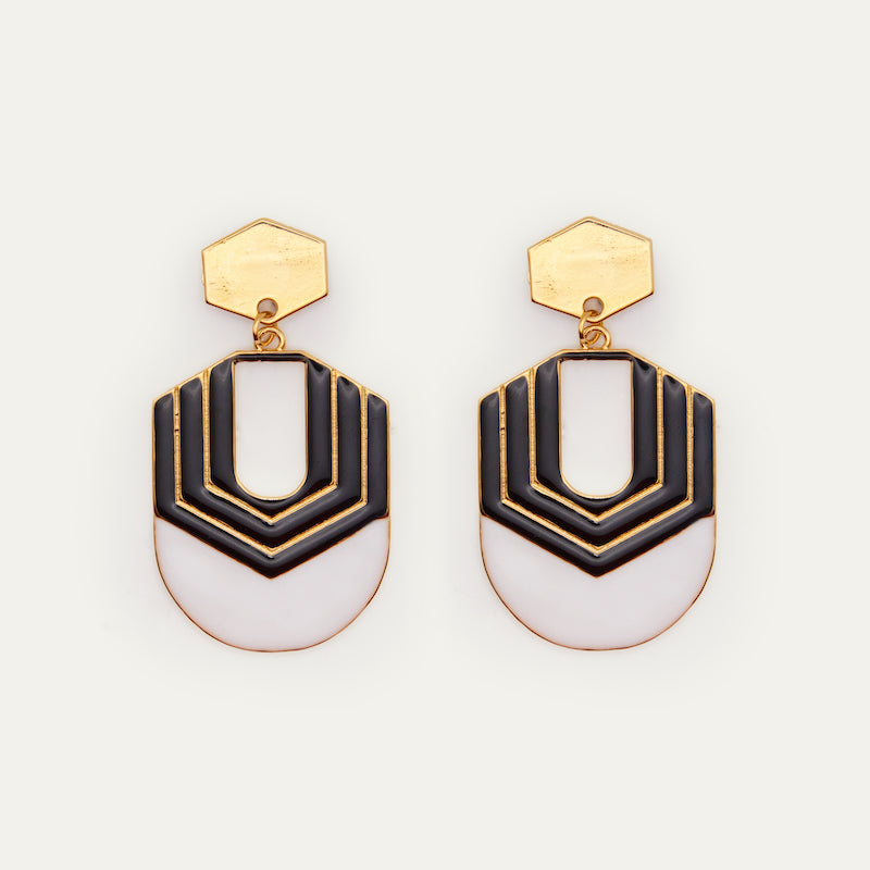 Pendientes Hexágono Blanco | OMI Touch Joyas