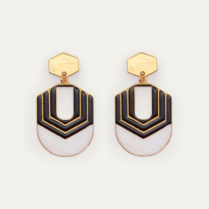 Pendientes Hexágono Blanco | OMI Touch Joyas