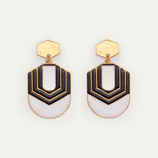 Pendientes Hexágono Blanco | OMI Touch Joyas