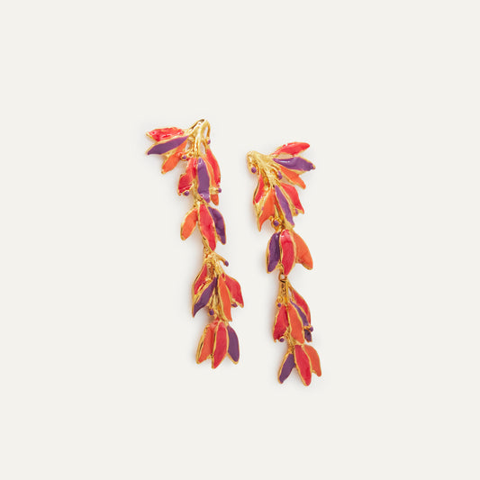 Pendientes Cascada Esmalte Coral | OMI Touch Joyas