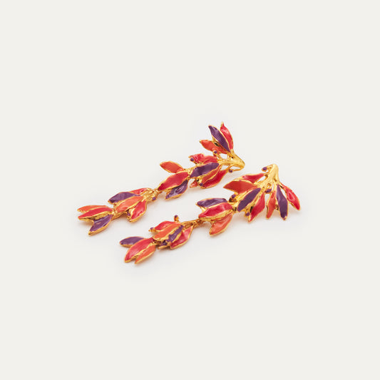 Pendientes Cascada Esmalte Coral