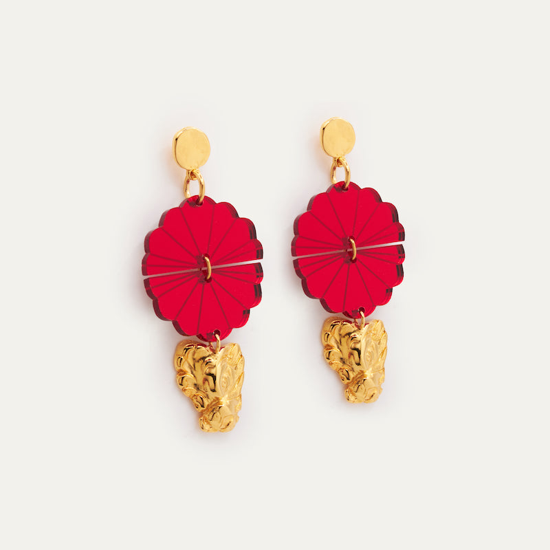 Pendientes Shangay Dragón Rojo | OMI Touch Joyas
