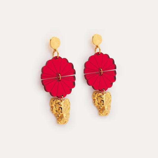Pendientes Shangay Dragón Rojo | OMI Touch Joyas