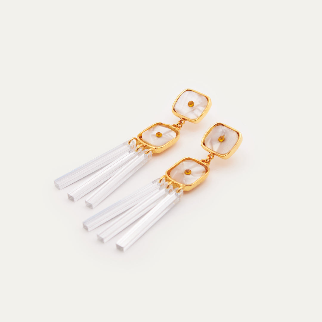 Pendientes Sofia XL Blancos | OMI Touch Joyas
